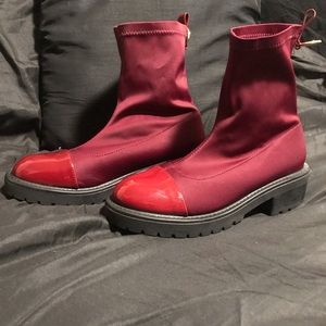 Burgundy Red Sock Combat Boot